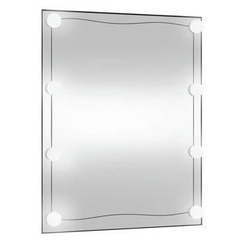 The Living Store Wandspiegel LED-verlichting - 50 x 60 cm - Glas - Warmwit en koudwit - USB-interface