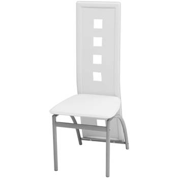 The Living Store Eetkamerstoelen - Set van 2 - Wit - 43 x 55.5 x 108 cm - PVC bekleding