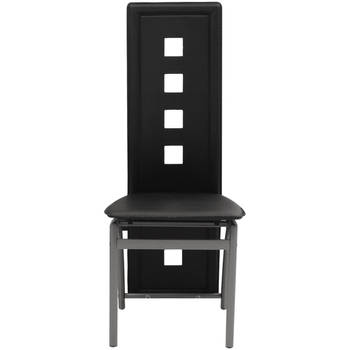 The Living Store Eetkamerstoelen - Set van 4 - Zwart - 43 x 55.5 x 108 cm - Stalen frame