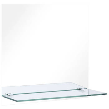 The Living Store Wandspiegel Betonlook 50x50 cm - Met Schap en Gehard Glas