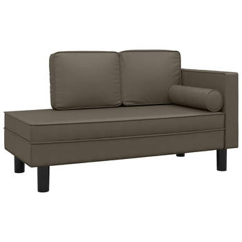 The Living Store Chaise longue - Grijs - Kunstleer - 118x55x57 cm - Comfortabel en stabiel - Inclusief handleiding
