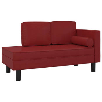 The Living Store Chaise Longue - Wijnrood - Kunstleer - 118x55x57cm