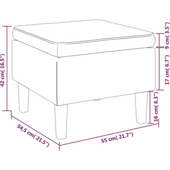 The Living Store Charmante Kruk - Fluweel - 55 x 54.5 x 42 cm - Wijnrood