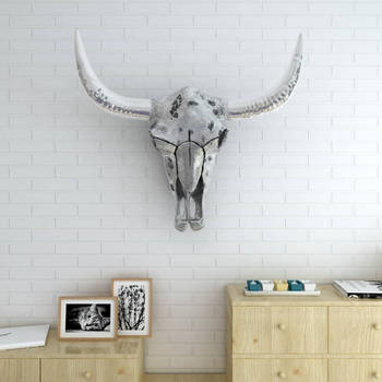 The Living Store schedel muurdecoratie - aluminium - 58 x 23 x 54 (B x D x H) - rot- en oxidatiebestendig