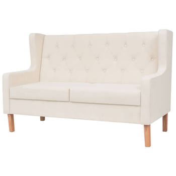 The Living Store Bankenset - - Fauteuil en 2-zitsbank - Crèmewit - Houten frame - Polyester 100%