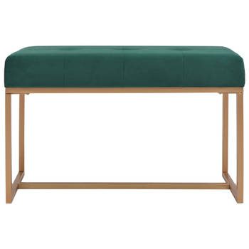 The Living Store Halbank Fluweel - Groen - 80 x 36 x 45 cm