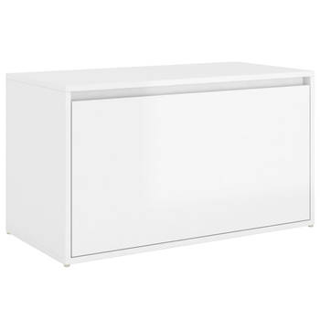 The Living Store Opbergbank - hoogglans wit - spaanplaat - 80 x 40 x 45 cm - duurzaam en praktisch