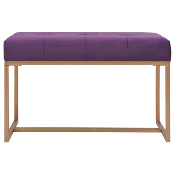 The Living Store Halbankje Purple Velvet- 80x36x45cm -Stabiele ijzeren poten