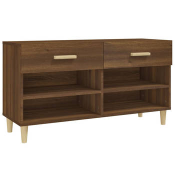 The Living Store Schoenenkast - Trendy ontwerp - Opbergmeubels - 102 x 35 x 55 cm - Bruineiken