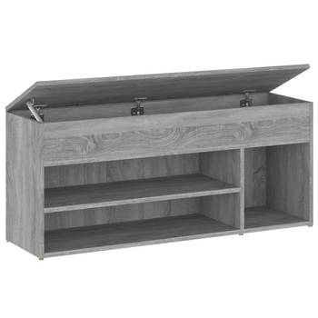 The Living Store Schoenenbank - Trendy - Opbergbank - Afmeting 105 x 30 x 45 cm - Kleur Grijs Sonoma Eiken