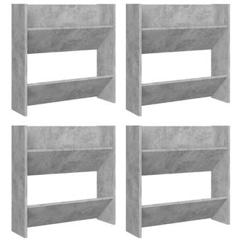 The Living Store Schoenenkast Muurbevestiging - Betongrijs - 60 x 18 x 60 cm - 2 schappen