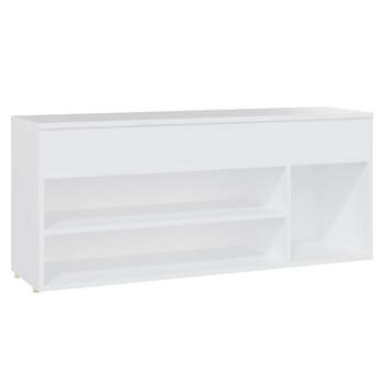 The Living Store Opbergbank - Schoenenkast - 105 x 30 x 45 cm - Wit spaanplaat