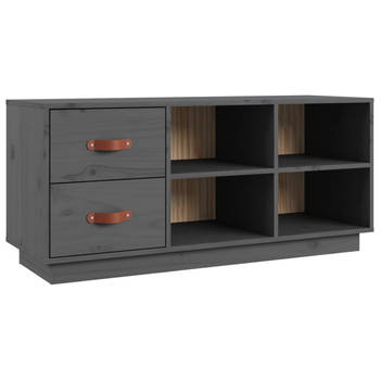 The Living Store Schoenenkast - Grenenhout - 100x34x45 cm - Grijs