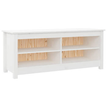 The Living Store Schoenenbank Massief Grenenhout - 110 x 38 x 45.5 cm - Wit