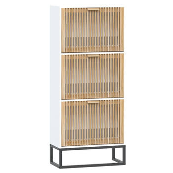 The Living Store Schoenenkast - Elegant - Bewerkt hout - 52 x 25 x 120 cm