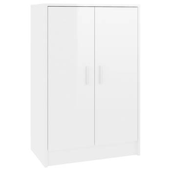 The Living Store Schoenenkast Hoogglans Wit - 60 x 35 x 92 cm - Gemaakt van spaanplaat