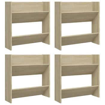 The Living Store Schoenenkast Sonoma Eiken - 60 x 18 x 60 cm - Muurmontage