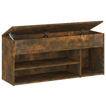 The Living Store Schoenenbank - Gerookt eiken - 105x30x45 cm - Praktisch en trendy