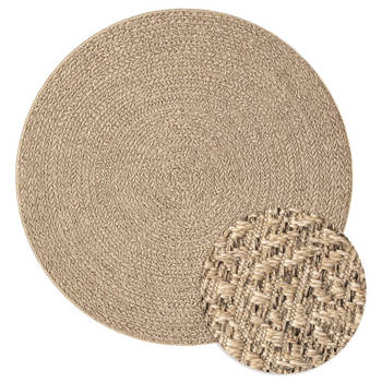 The Living Store Jute-look Vloerkleed - 90 cm - Uv-bestendig - Rond Design