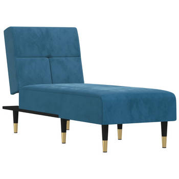 The Living Store Chaise Longue - Verstelbaar - Fluweel - Blauw - 55x140x70cm - Max 110kg