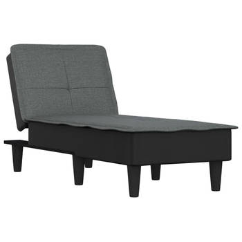 The Living Store Chaise longue - verstelbaar - donkergrijs - 55x140x70 cm - ademende stof en multiplex frame