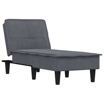 The Living Store Verstelbare Chaise Longue - donkergrijs fluweel - 55 x 140 x 70 cm - multifunctioneel en comfortabel