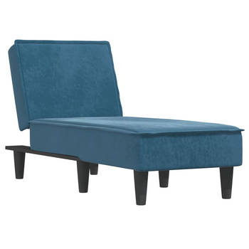 The Living Store Chaise Longue Blauw - 55 x 140 x 70 cm - Verstelbaar