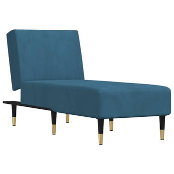 The Living Store Chaise Longue - Verstelbaar - Blauw - 55 x 140 x 70 cm - Fluweel