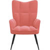The Living Store Relaxstoel - Fluweel - Roze - 61 x 70 x 96.5 cm - Stevig en comfortabel
