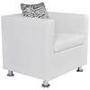 The Living Store Kubus Fauteuil - Wit - 70 x 62.5 x 63 cm - Hoogwaardig kunstleer