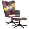 The Living Store Relaxstoel Patchwork - Stoel 62x68x98 cm - Voetenbank 47x32x38.5 cm - Meerkleurig