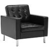 The Living Store Fauteuil Elegante - Woonkamer Kantoor Slaapkamer - 75x70x75 cm - Zwart - Kunstleer