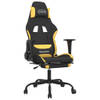 The Living Store Gamestoel - Black/Yellow - 66x58x(120-130) cm - Adjustable Backrest - Footrest