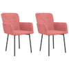 The Living Store Eetkamerstoelen 2 st fluweel roze - Eetkamerstoel