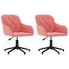 The Living Store Eetkamerstoelen - Fluweel - Roze - 56x61.5x72-80 cm - 360 graden draaibaar