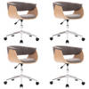 The Living Store Eetkamerstoel Set - 59.5 x 58 x (66-74) cm - Comfortabel - draaibaar - verstelbaar - Taupe