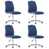 The Living Store Verstelbare Eetkamerstoelen - Set van 4 - Blauw - Stof - 56 x 43 x 84-94 cm