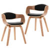 The Living Store Eetstoelen Set - Kunstleer - Zwart - 49 x 51.5 x 71.5 cm