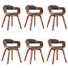 The Living Store Eetkamerstoelen - Set van 6 - Donkergrijs - Gebogen Houten Frame - 49x51x70cm