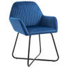 The Living Store Eetkamerstoelen - Blauw Fluweel - Set van 6 - 61x61x84cm - Ergonomisch design