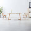 The Living Store Eetkamerstoelen - Set van 2 - Crème bekleding - 50 x 50 x 81 cm - Kunstleer