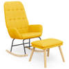 The Living Store Schommelstoel Mosterdgeel - Relaxstoel met voetenbank - Duurzaam materiaal
