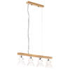 The Living Store Plafondlamp - Lampenkappen van IJzer en Mangohout - 90 x 17 x 25 cm - Wit en Bruin - Max 25W