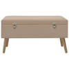 The Living Store Fluweel Bankje - Beige - 80 x 34 x 42 cm - Intern opbergvak