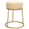 The Living Store Ronde Hocker - Fluweel - 30 x 38 cm - Abrikoos/Goud