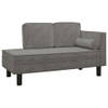 The Living Store Chaise Longue - Fluweel - Lichtgrijs - 118 x 55 x 57 cm - Comfortabel