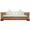 The Living Store Rattan Driezitsbank - Bruin - 191 x 78 x 66 cm - Natuurlijk rattan - Verwijderbare kussenhoezen