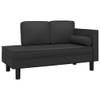 The Living Store Chaise Longue - Slaapbank - 118x55x57 cm - Zwart Kunstleer