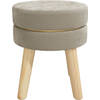 The Living Store Hocker Classic - Ø35 x 34.5 cm - Donkergrijs - Fluweel - Hout