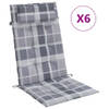 The Living Store Stoelkussen Set met hoge rug - Oxford stof - 120 x 50 x 3 cm - Grijs ruitpatroon